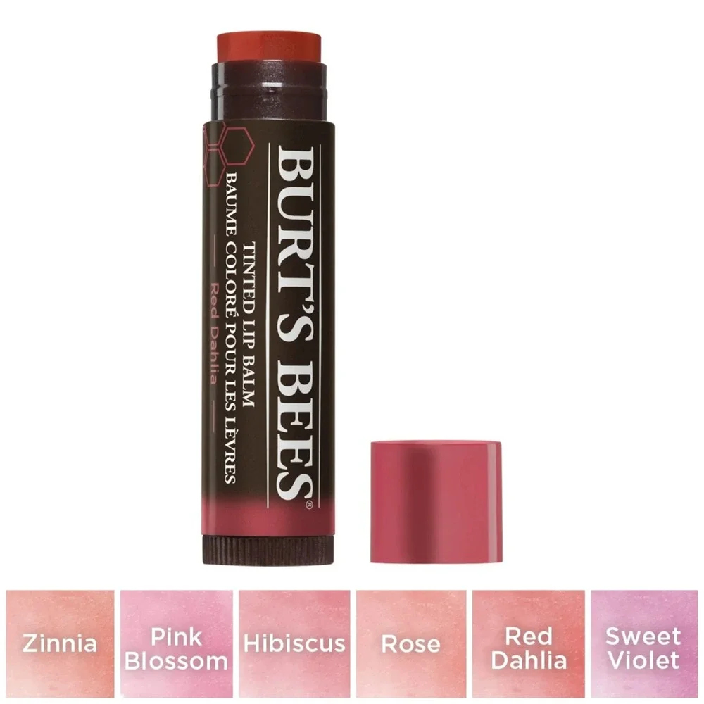 Burt's Bees Tinted Lip Balm Red Dahlia 0.15 Oz 100% Natural Moisturizing NEW